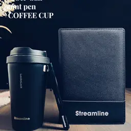 Black Tumbler, Pen and A5 Notebook Gift Set in Beige Rigid Box thumbnail 5