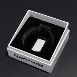 Silver Sport Medal with Orange Silicone Strap in White Rigid Gift Box thumbnail 3