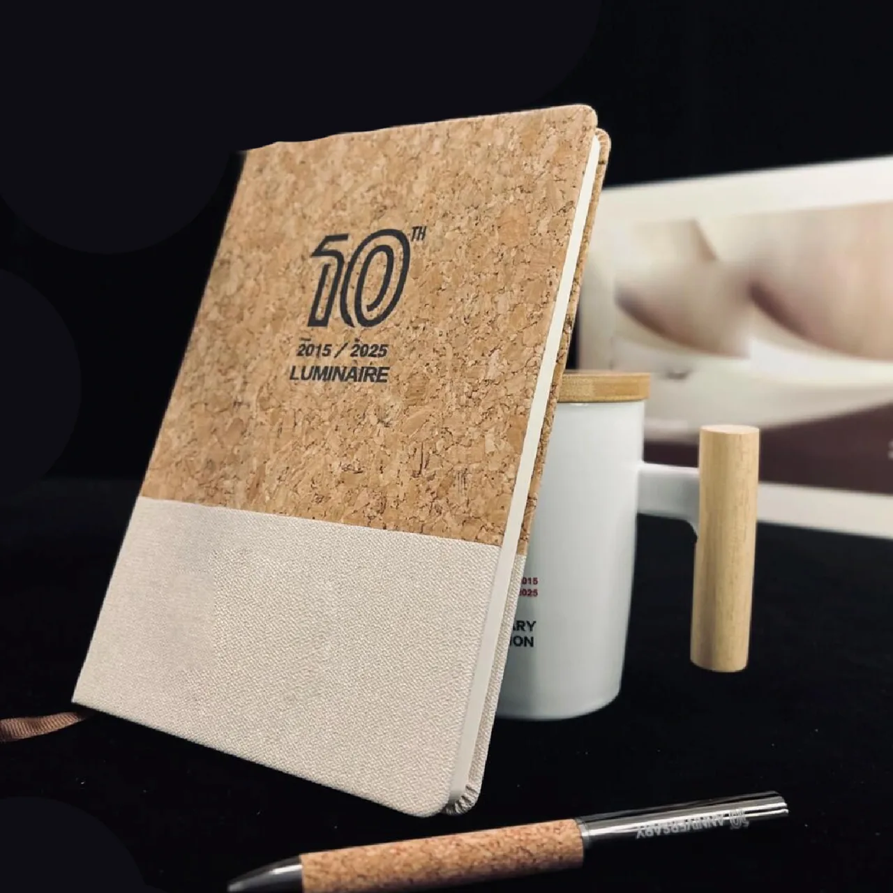 Cork Notebook, Cork Pen and White Ceramic Mug Gift Set — alternate view 3