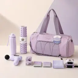 Purple Fitness Gift Set with Water Bottle, Towel & Massage Gun thumbnail 1
