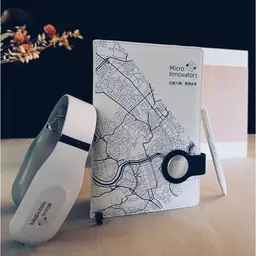 White Notebook, Pen, Charging Cable & Neck Massager Gift Set thumbnail 1
