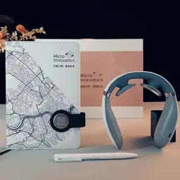 White Notebook, Pen, Charging Cable & Neck Massager Gift Set thumbnail 3