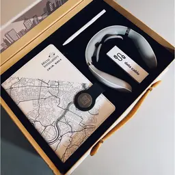 White Notebook, Pen, Charging Cable & Neck Massager Gift Set thumbnail 2