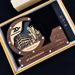 Wooden Desk Organizer Gift Set with Night Light and Pen thumbnail 4