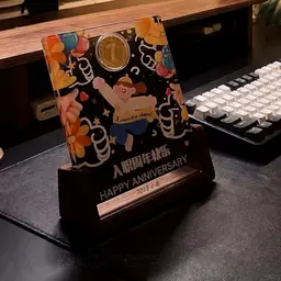 Acrylic Plaque with Embedded Metal Badge and Wooden Base thumbnail 3
