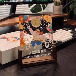 Acrylic Plaque with Embedded Metal Badge and Wooden Base thumbnail 2
