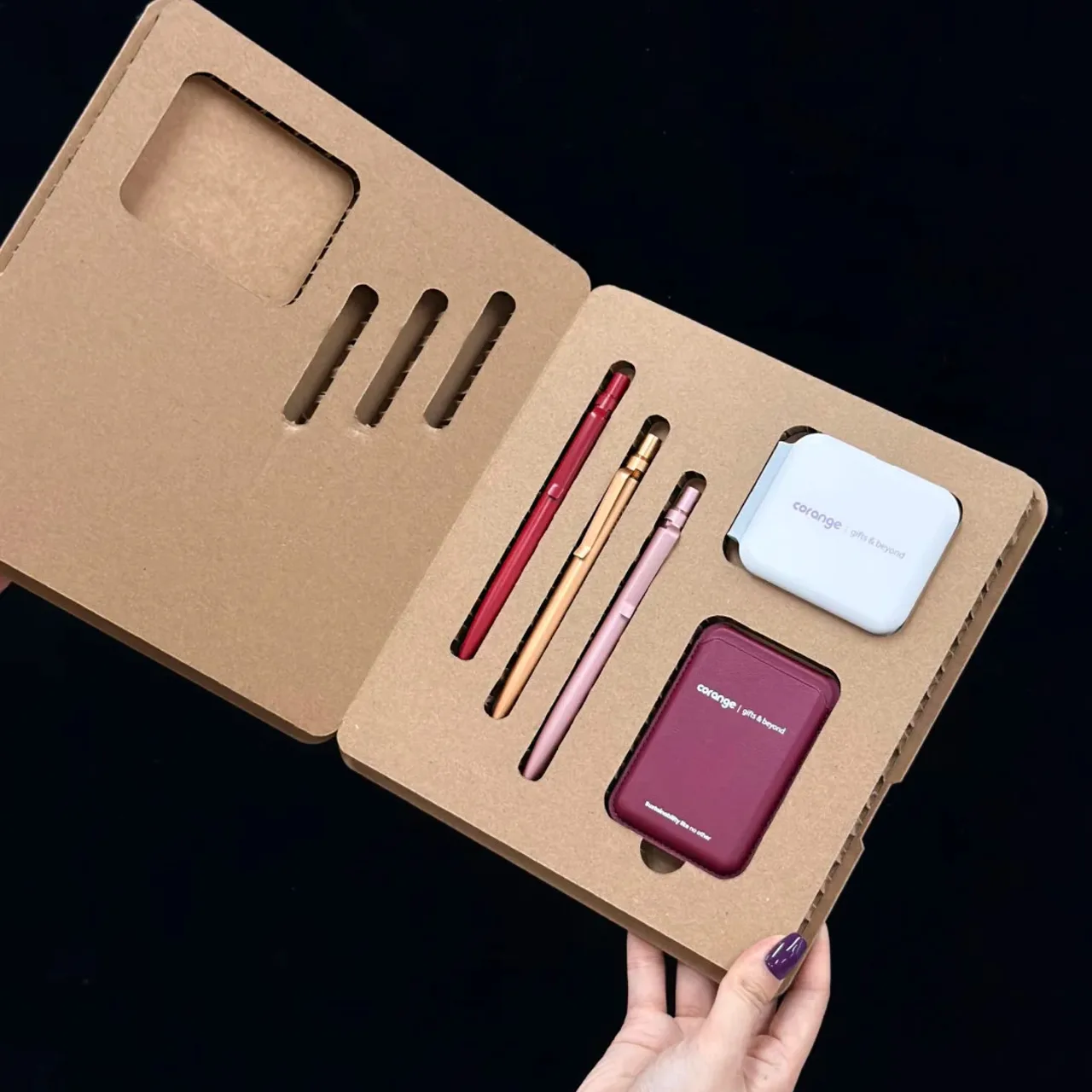 Power Bank, Wireless Charger, Pens, and Card Holder Gift Set