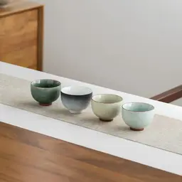 Four-Cup Ceramic Tea Set with Wooden Base and Gift Box thumbnail 3
