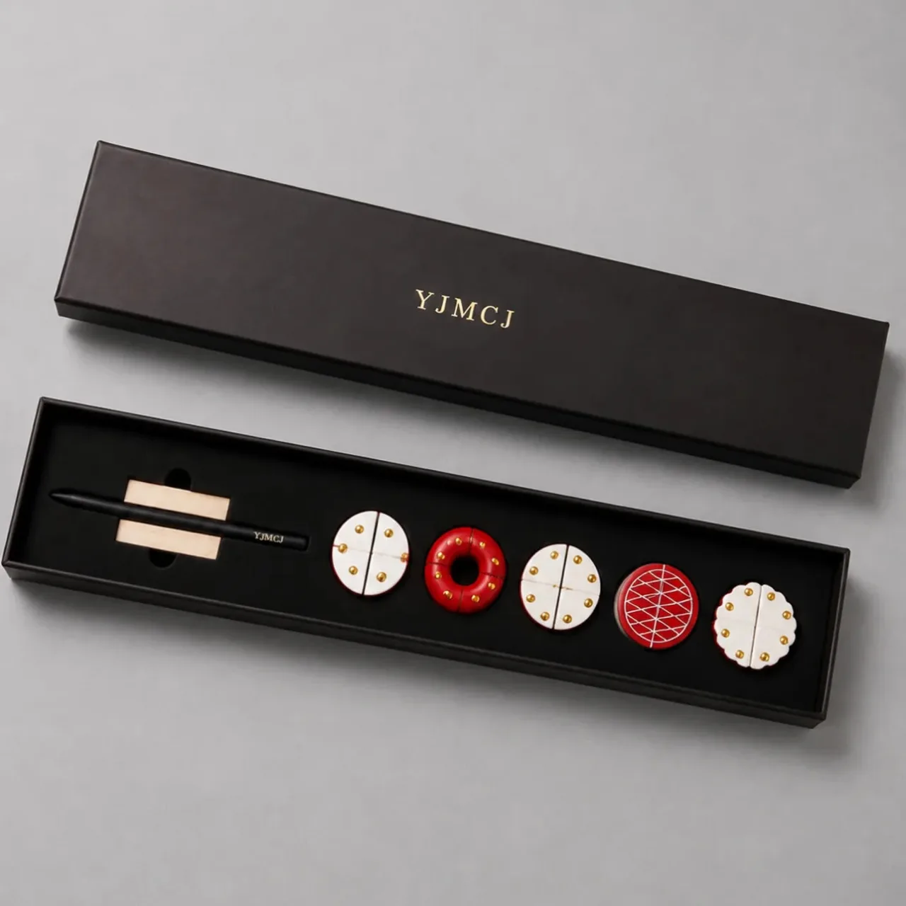 Black Metal Pen and Donut Clip Desk Set in Rigid Gift Box