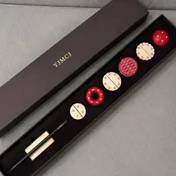 Black Metal Pen and Donut Clip Desk Set in Rigid Gift Box thumbnail 4