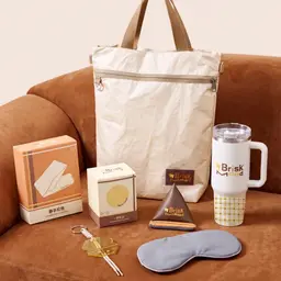 Beige Tote Bag Gift Set with Tumbler and Phone Stand thumbnail 1