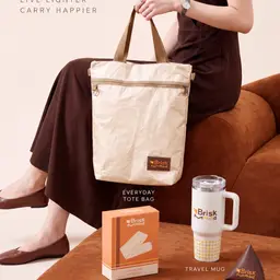 Beige Tote Bag Gift Set with Tumbler and Phone Stand thumbnail 2