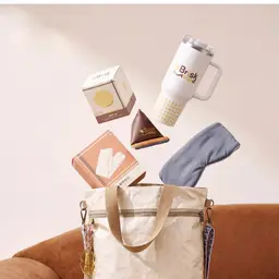 Beige Tote Bag Gift Set with Tumbler and Phone Stand thumbnail 4