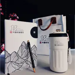 White Tote Bag, Notebook, Tumbler and Pen Gift Set thumbnail 4