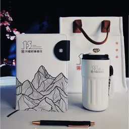 White Tote Bag, Notebook, Tumbler and Pen Gift Set thumbnail 1