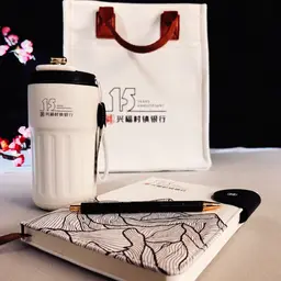 White Tote Bag, Notebook, Tumbler and Pen Gift Set thumbnail 5