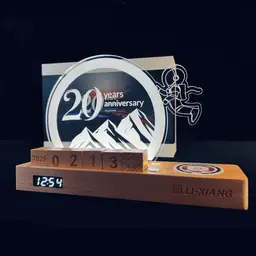 Wooden Desk Organizer with Clock, Calendar and Wireless Charger thumbnail 3