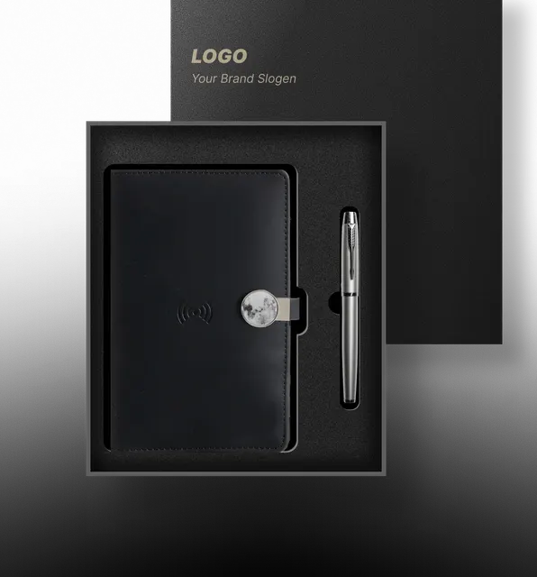 Executive Wireless Charging Notebook and Pen Gift Box
