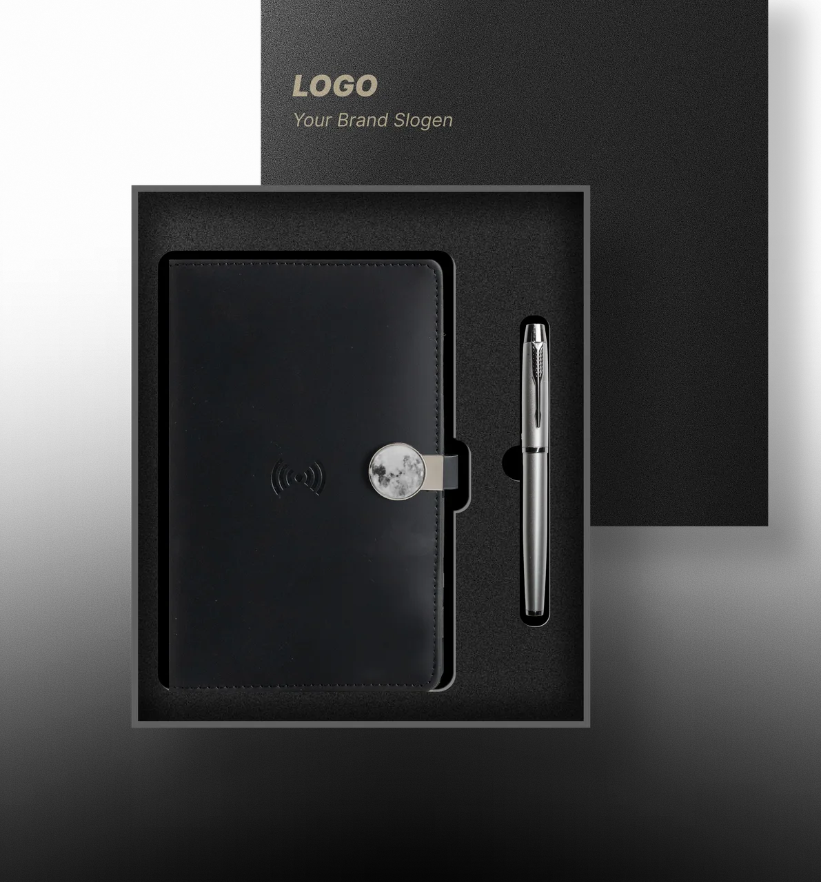 Executive Wireless Charging Notebook and Pen Gift Box