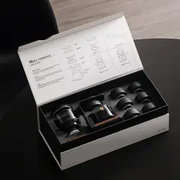 Glass Tea Brewer, Black Stand and Six Ceramic Cups Gift Set thumbnail 3