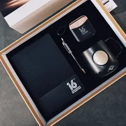 Black Notebook, Pen, Power Bank and Mug Gift Set in Rigid Box thumbnail 1