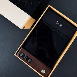 Walnut-Base Digital Clock and Night Light Desk Set thumbnail 5