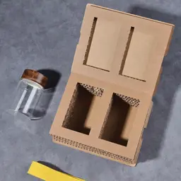 Two Glass Jars with Wooden Lids in Honeycomb Cardboard Gift Box thumbnail 4
