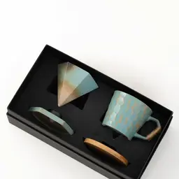 Ceramic Coffee Dripper, Mug and Coasters Set, Multicolor Glaze thumbnail 4