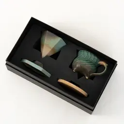 Ceramic Coffee Dripper, Mug and Coasters Set, Multicolor Glaze thumbnail 1