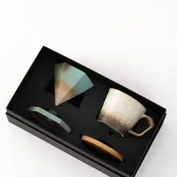 Ceramic Coffee Dripper, Mug and Coasters Set, Multicolor Glaze thumbnail 5