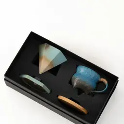 Ceramic Coffee Dripper, Mug and Coasters Set, Multicolor Glaze thumbnail 6