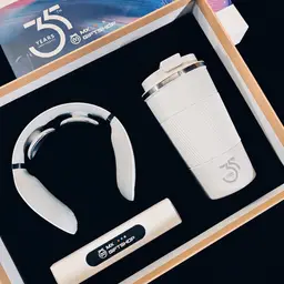 White 400 mL Tumbler, Power Bank and Neck Massager Gift Set thumbnail 1