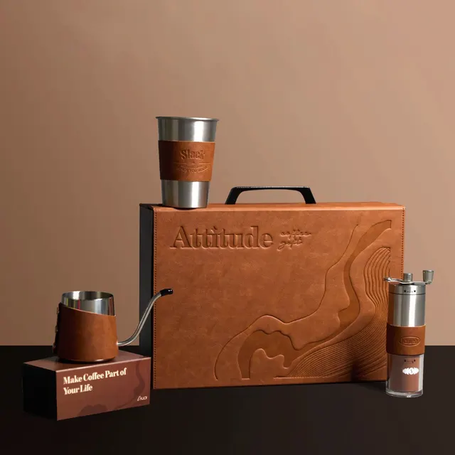 Manual Coffee Grinder, Pour-Over Kettle, and Tumbler Gift Set