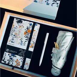 Floral Notebook, Pen and Umbrella Gift Set in Rigid White Box thumbnail 5