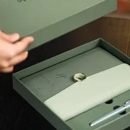 Green Notebook and Metal Pen Gift Set in Rigid Box thumbnail 3
