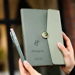 Green Notebook and Metal Pen Gift Set in Rigid Box thumbnail 4