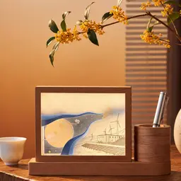 Beechwood Desk Organizer and Paper Carving Night Light Gift Set thumbnail 3