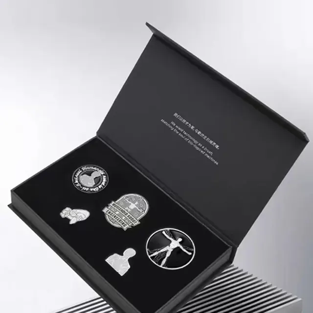 Five Metal Badge Gift Set in Black Rigid Box
