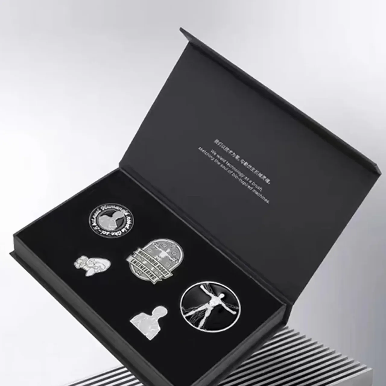 Five Metal Badge Gift Set in Black Rigid Box