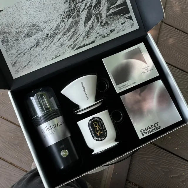 Portable Electric Coffee Grinder and Ceramic Pour-Over Gift Set