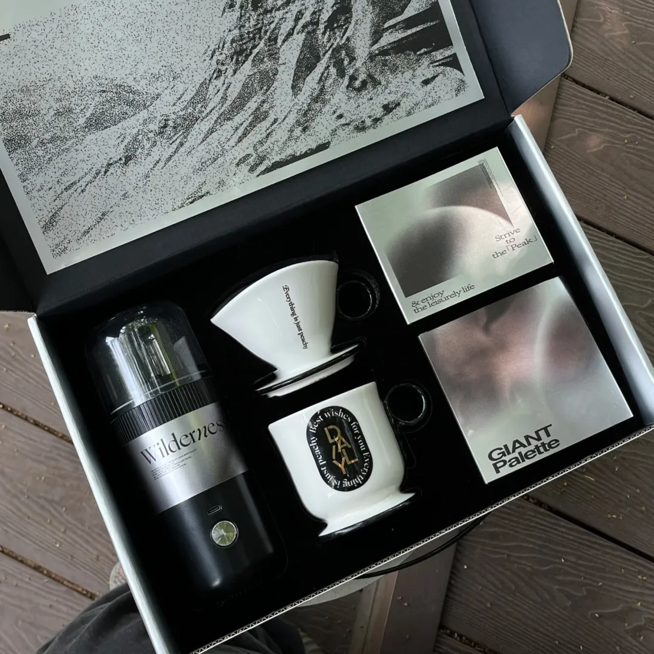 Portable Electric Coffee Grinder and Ceramic Pour-Over Gift Set