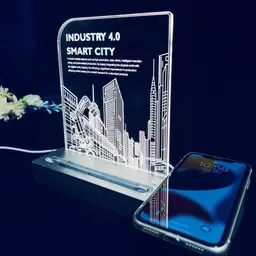 Wireless Charging Desk Organizer with Acrylic Light and Metal Pen thumbnail 4