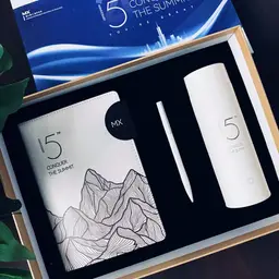 White Notebook, Pen and Thermos Gift Set in Rigid Box thumbnail 1