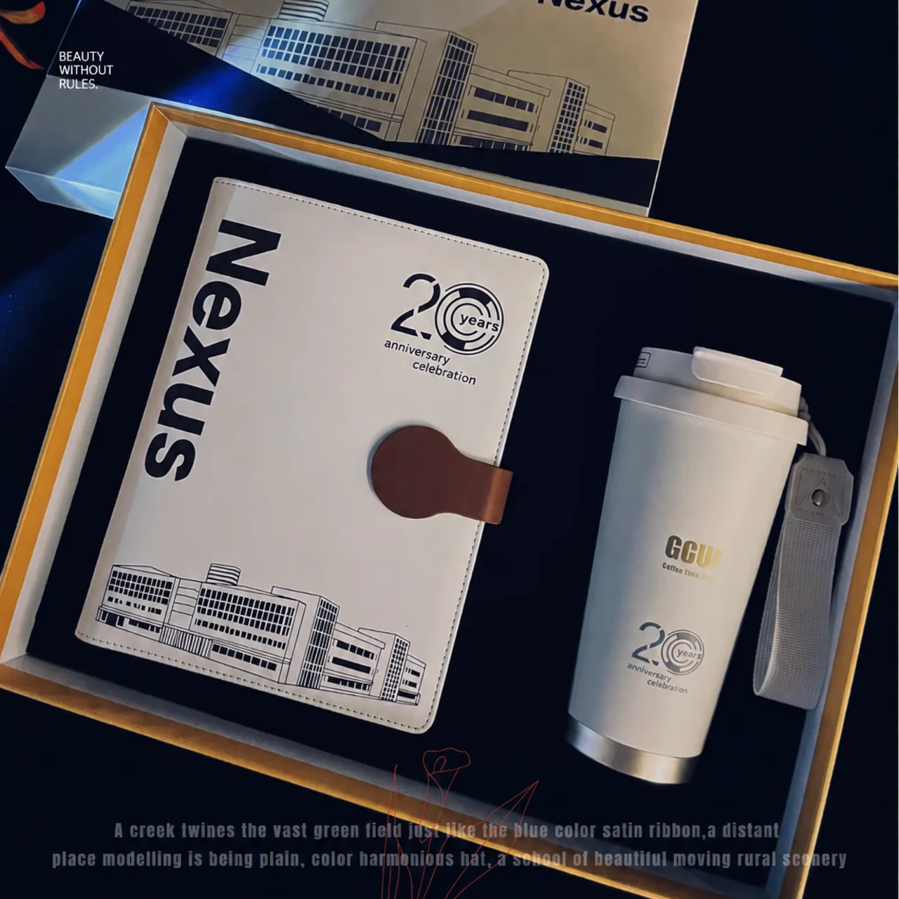 White Notebook and Tumbler Gift Set with Rigid Box