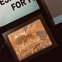 Cityscape Paper Carving Lamp with Wooden Frame thumbnail 4