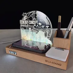 Wooden Desk Organizer Gift Set with Clock, Pens and Notebook thumbnail 5
