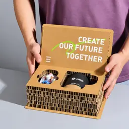 Black Mug with Cork Base and Lid in Honeycomb Cardboard Gift Set thumbnail 3
