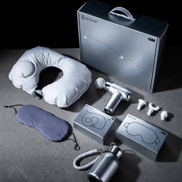 Thermos, Massage Gun, Neck Pillow & Eye Mask Gift Set corporate gift set