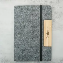 Gray Felt Notebook and Wooden Pen Gift Set thumbnail 3