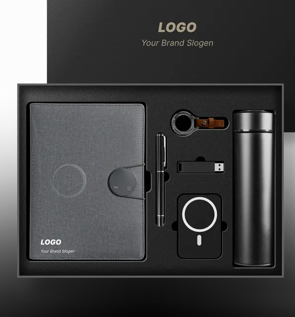 Premium Leatherette Charging Notebook Set for Corporate Branding